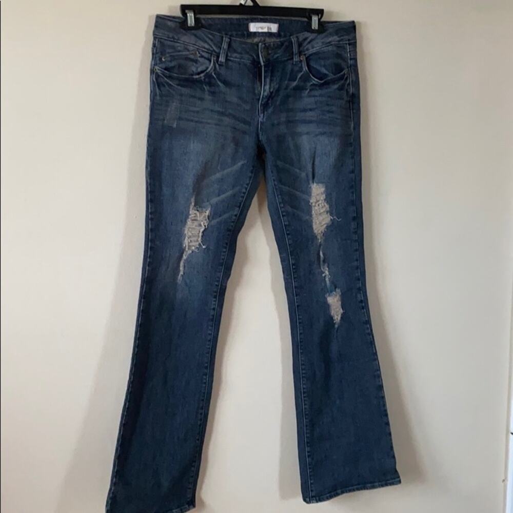 Dark 2.1 Denim jeans Distressed Ripped Boot Cut 30 Y2k 2000's Vintage